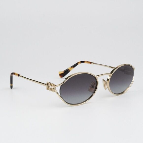 NEW Miu Miu MU52YS ZVN5D1 Pale Gold Grey Gradient Oval Unisex Sunglasses main image 10
